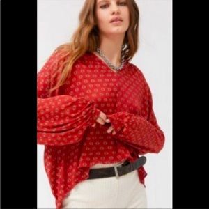Small Urban Outfitters Bohemian Print Top Red